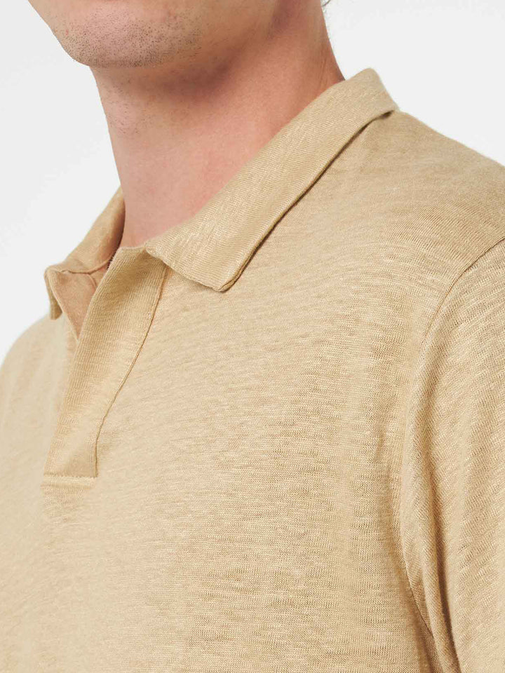 Beige linen buttonless polo shirt Fraser - MC2 Saint Barth