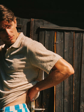 Beige Fraser polo in pure linen