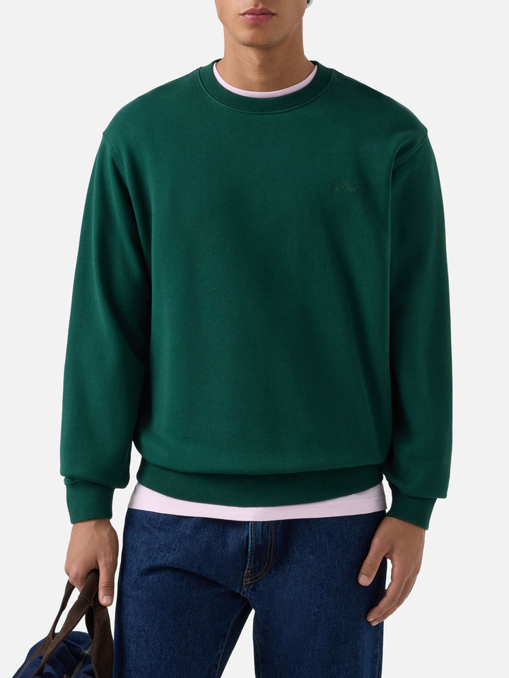 Sudadera de cuello redondo Fourseason en algodón verde 