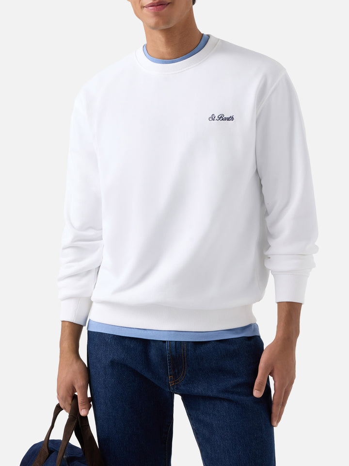 White Fourseason cotton sweatshirt with logo embroidery