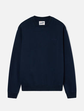 Sudadera de algodón Fourseason Navy blue con bordado del logo 