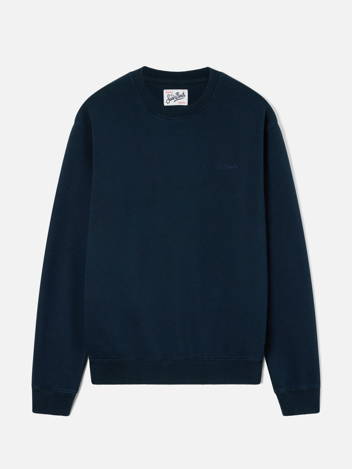Sudadera de algodón Fourseason Navy blue con bordado del logo 