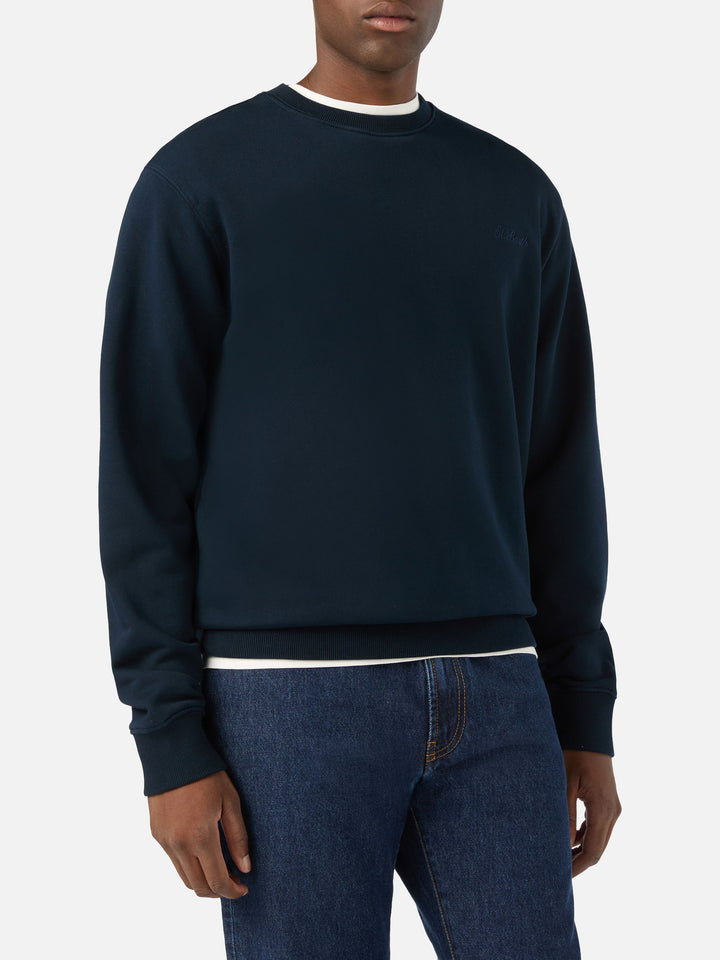 Sudadera de algodón Fourseason Navy blue con bordado del logo 