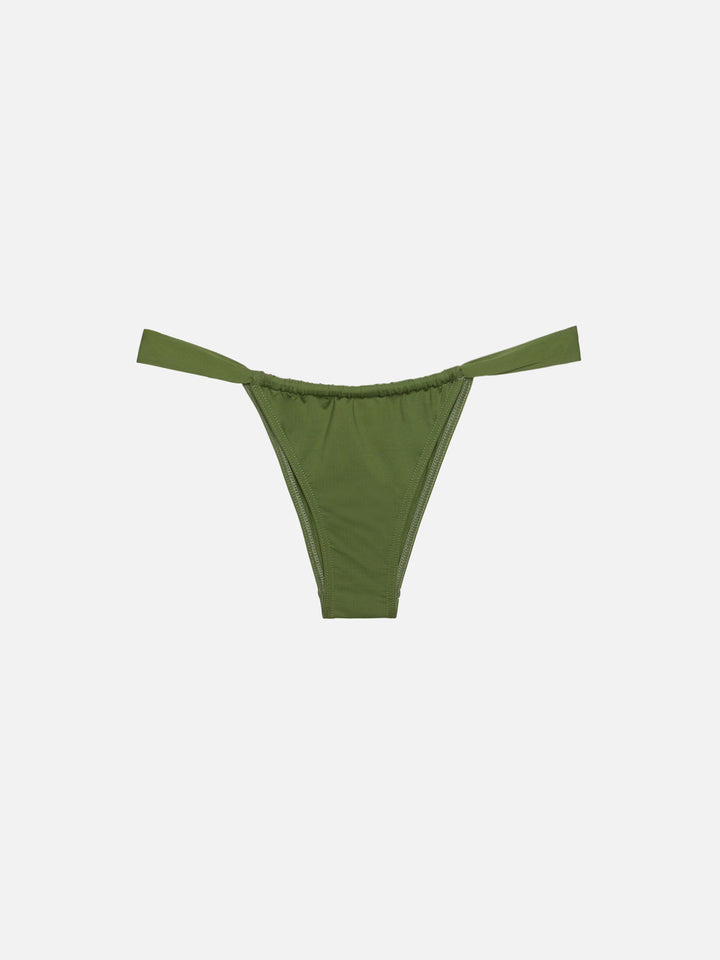 Badeslips mit hoher Taille „Maia“ in Militärgrün – Dreiecks-Bralette-Oberteil „Gaia“ in Militärgrün