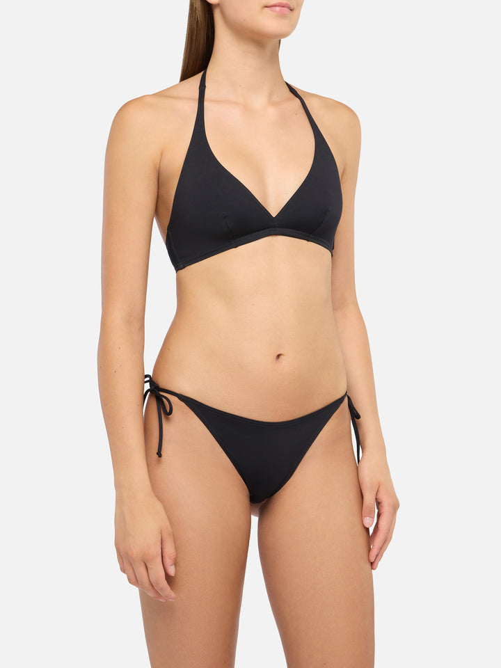 Schwarze klassische Badehose „Virgo“ – schwarzes Dreieck-Bralette-Oberteil „Gaia“