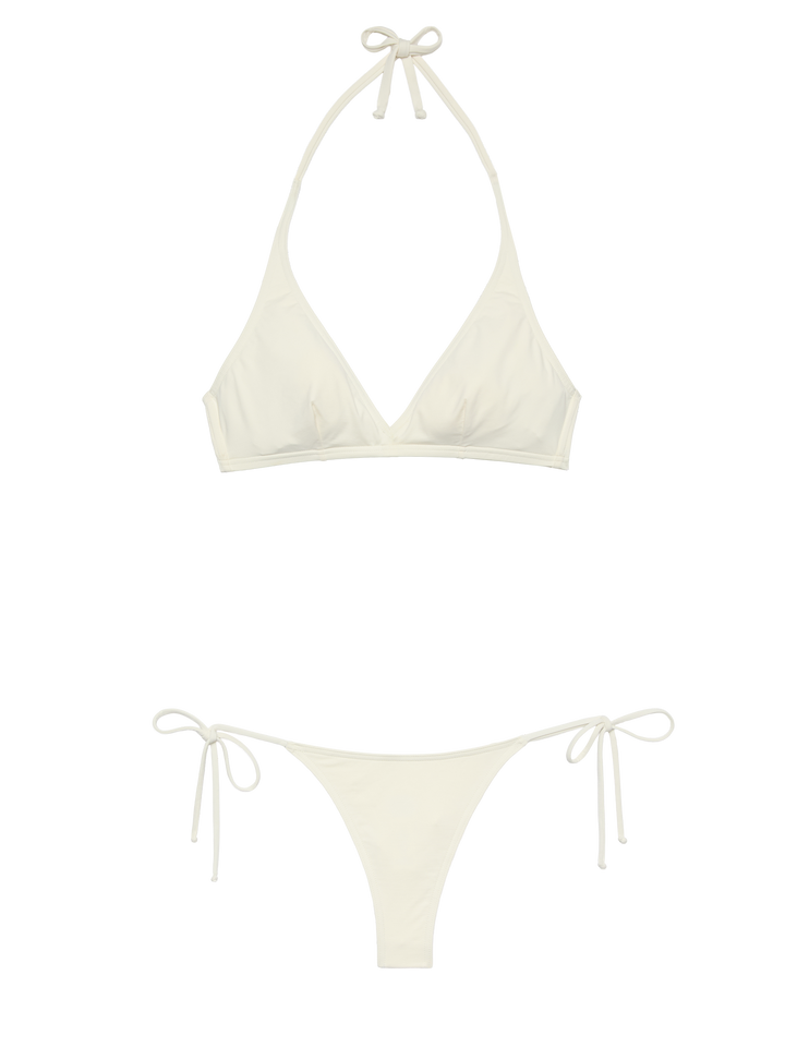 Norah cream cheeky swim briefs - Gaia cream triangle bralette top - MC2 Saint Barth