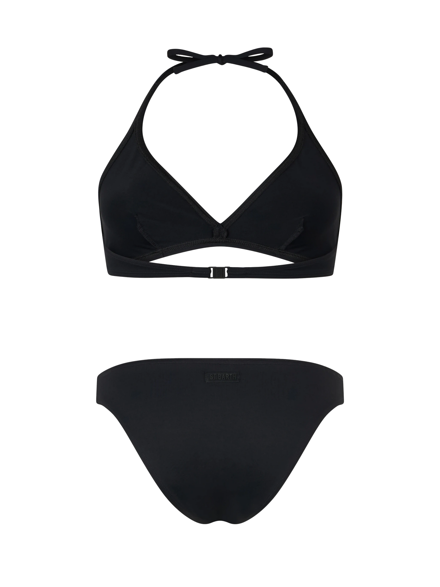 Maia high-waist black swim briefs - Gaia black triangle bralette top - MC2 Saint Barth
