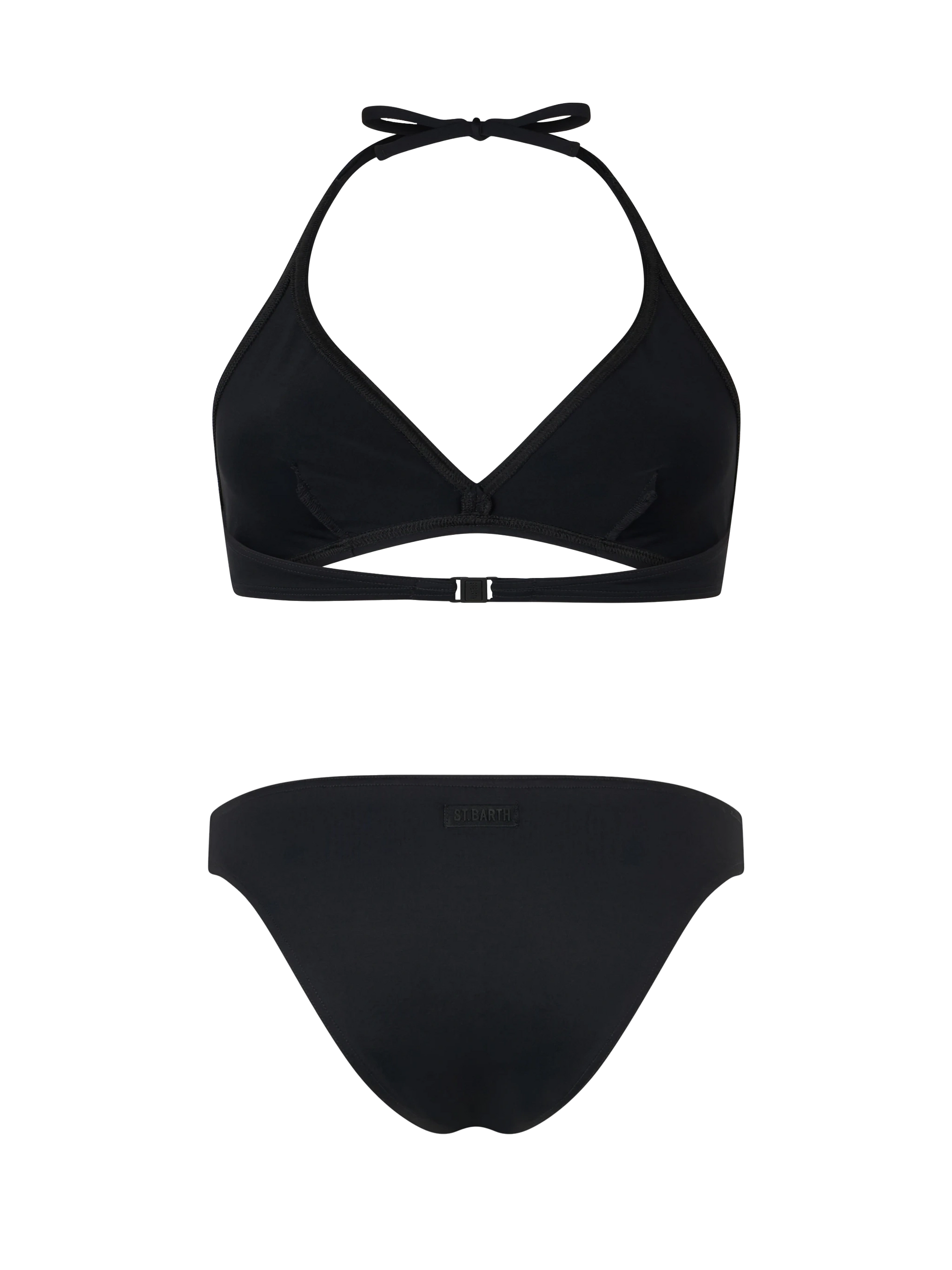 Maia high-waist black swim briefs - Gaia black triangle bralette top - MC2 Saint Barth
