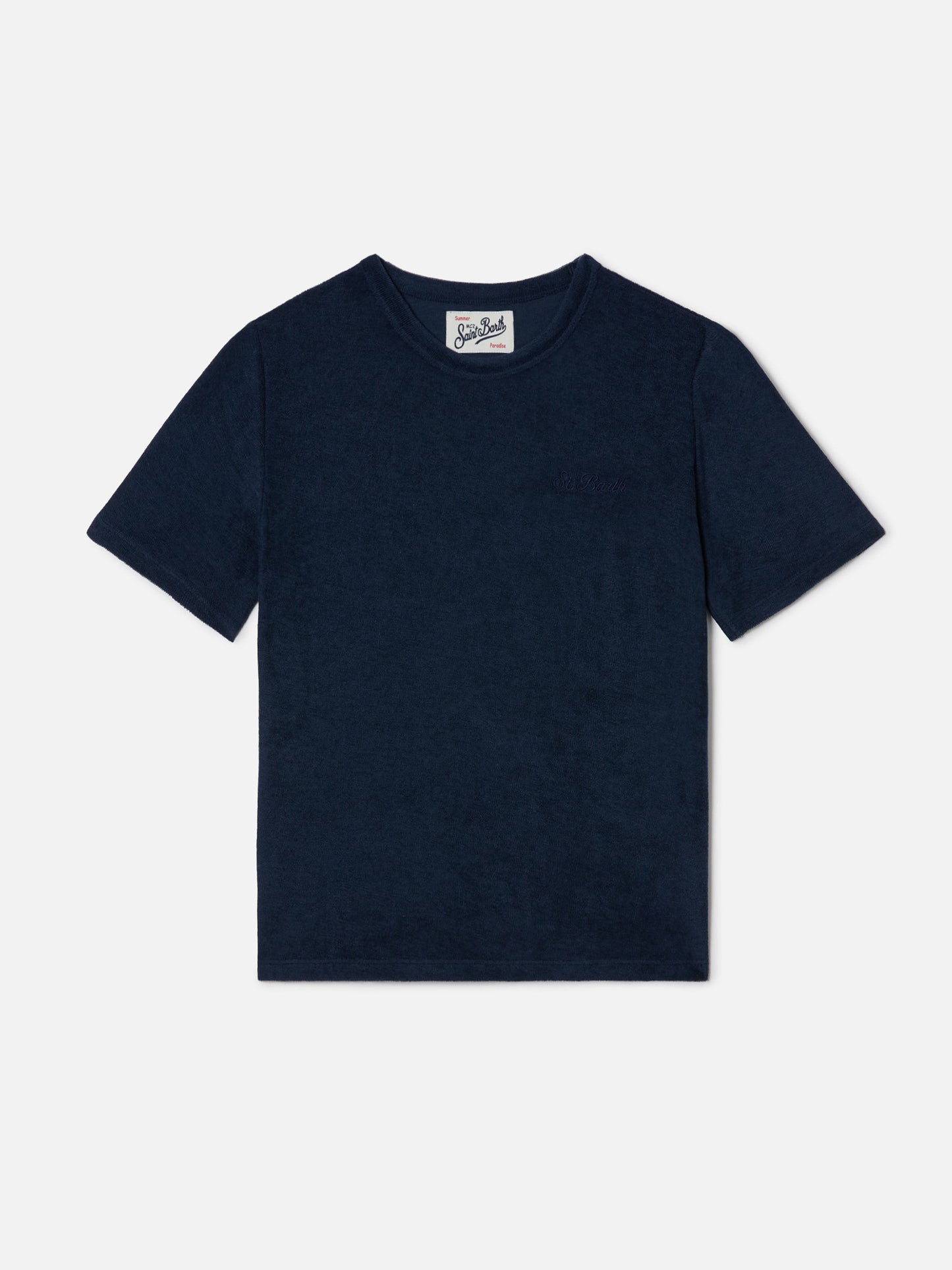 Navy blue Gary Jr t-shirt in terry-effect fabric with embroidered logo