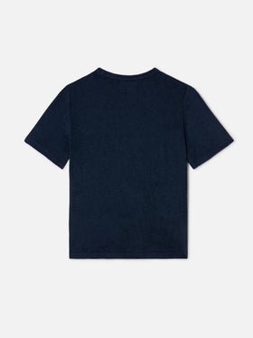 Navy blue Gary Jr t-shirt in terry-effect fabric with embroidered logo