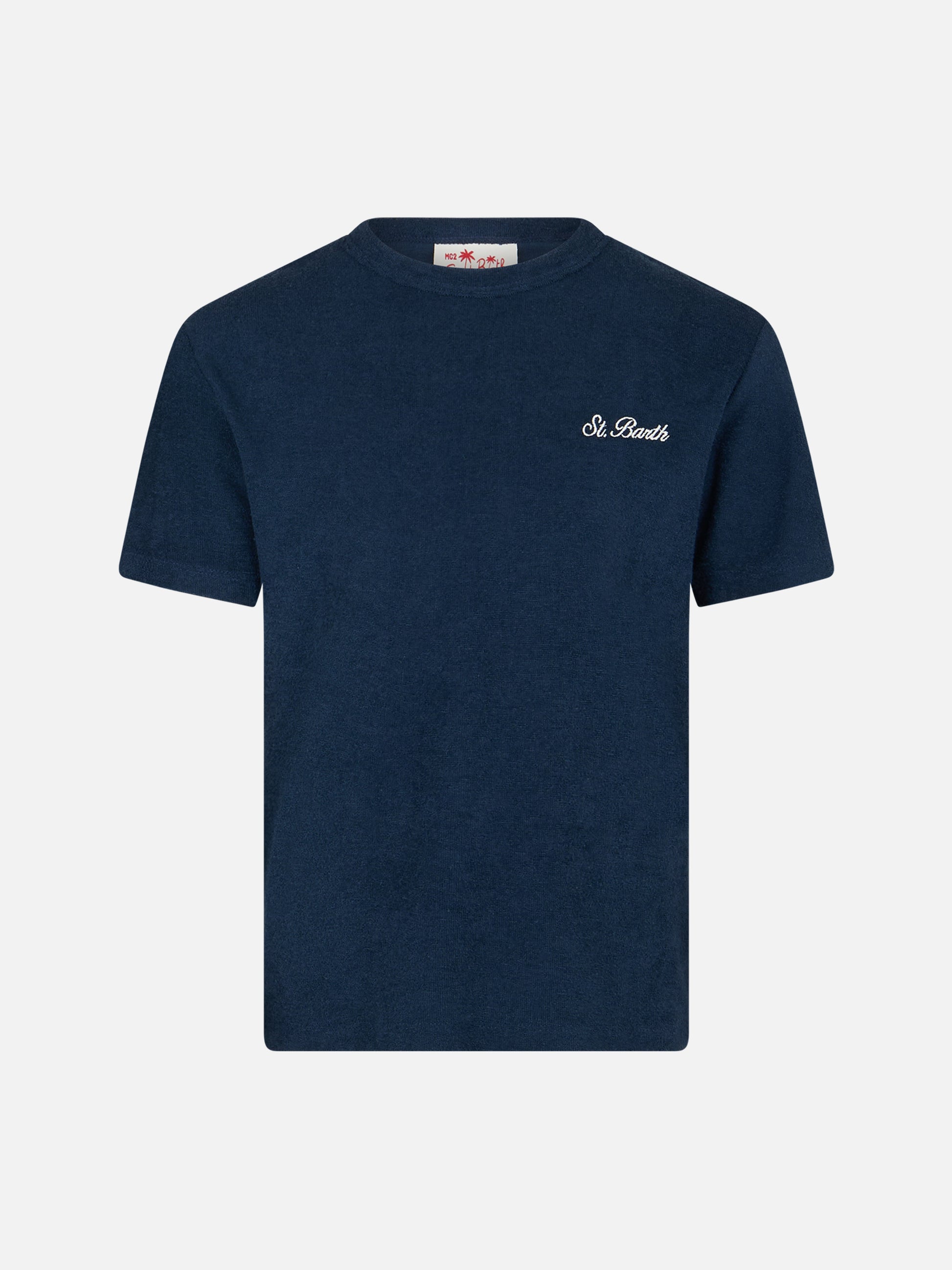 Boy navy blue terry t-shirt Gary with St. Barth embroidery - MC2 Saint Barth