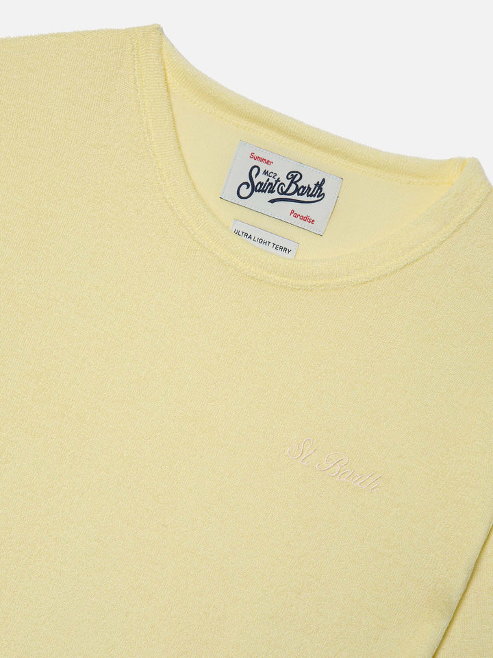 T-shirt Gary Jr in tessuto effetto spugna giallo con logo ricamato