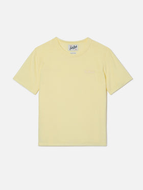 Yellow Gary Jr t-shirt in terry-effect fabric with embroidered logo