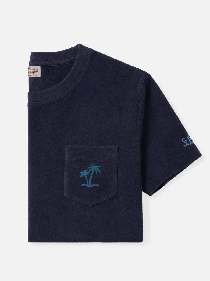 Gary navy terry t-shirt with pocket