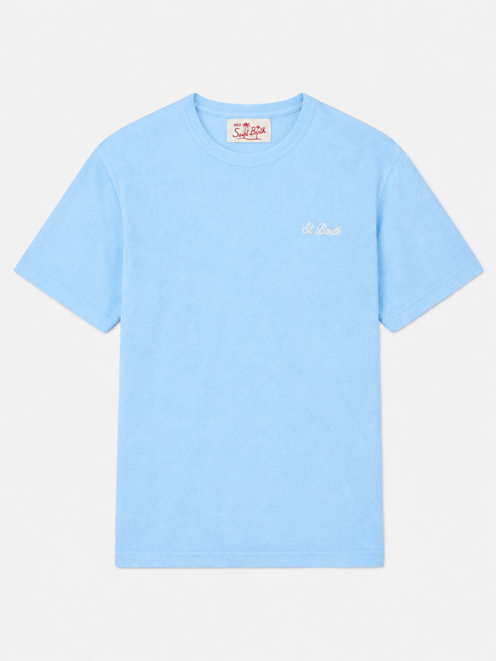 T-shirt Gary en éponge bleu clair avec broderie St. Barth 