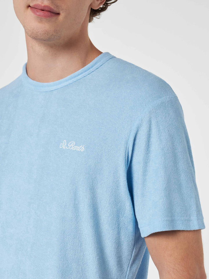 Man light blue terry t-shirt Gary with St. Barth embroidery - MC2 Saint Barth