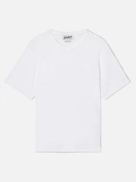 T-shirt Gary in cotone effetto spugna bianca con ricamo logo