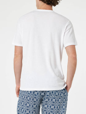 Tshirt in spugna bianca Gary con ricamo St. Barth
