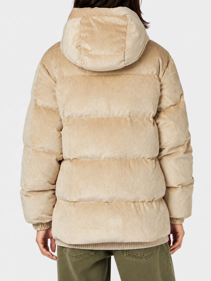 Chaqueta acolchada con capucha de pana beige Geneve 