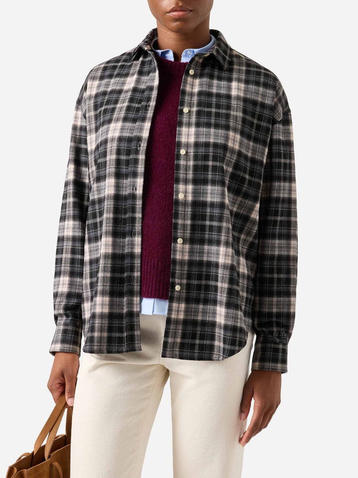 Gigy Flanellhemd mit Tartanmuster und Logostickerei 