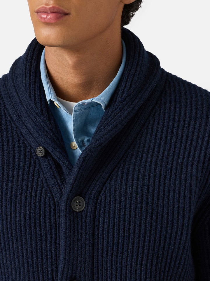 Cardigan Glasgow in lana blu notte