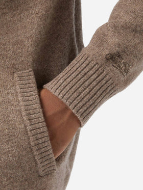Cardigan Galway en laine d'agneau beige avec col montant 
