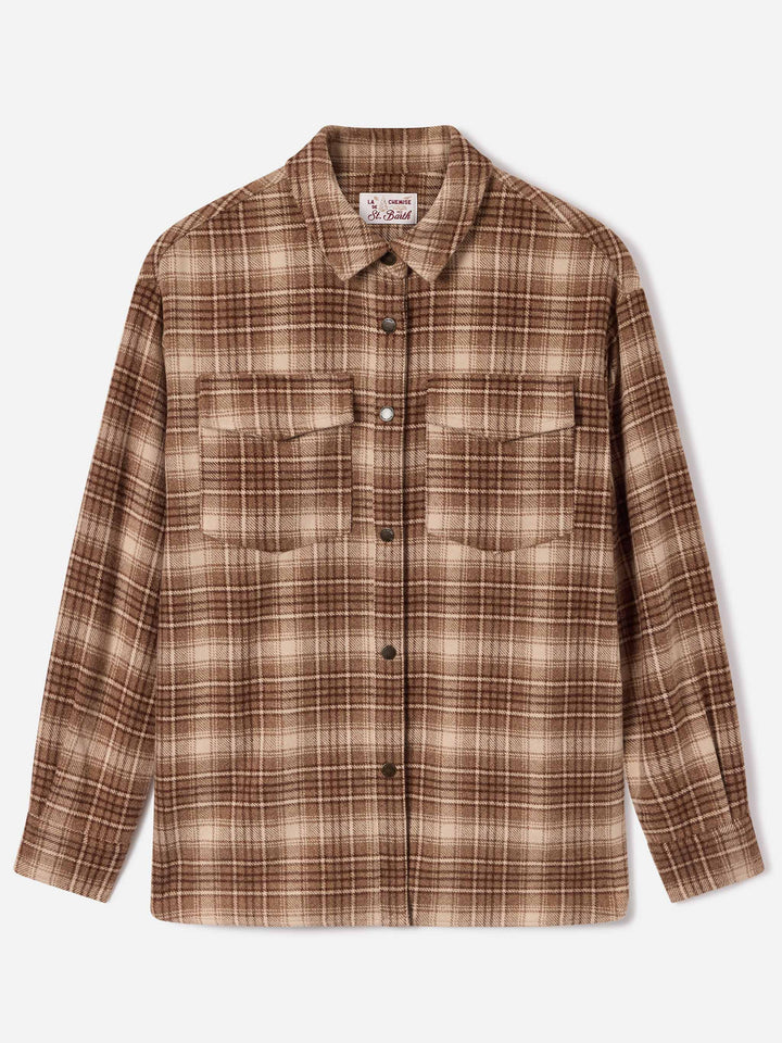 Sovracamicia Cambry in flanella con motivo tartan e ricamo logo