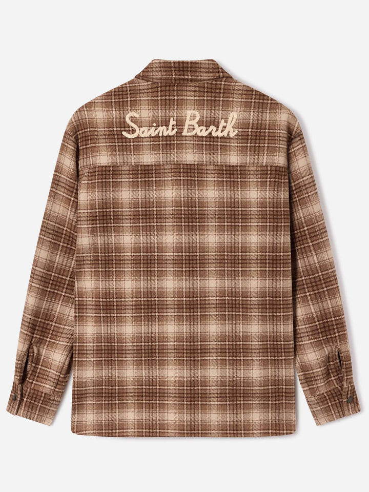 Sovracamicia Cambry in flanella con motivo tartan e ricamo logo