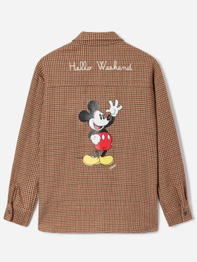 Cambry wool blend flannel overshirt with Mickey Mouse embroidery | Special edition