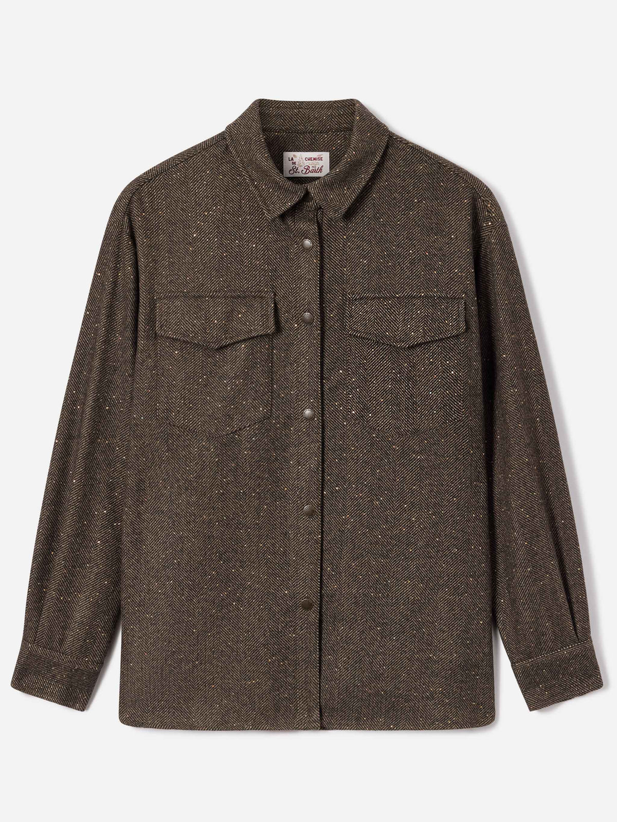 Surchemise Cambry en mélange de laine à motif chevrons 