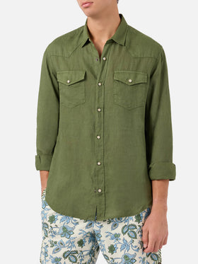 Dark green  linen shirt