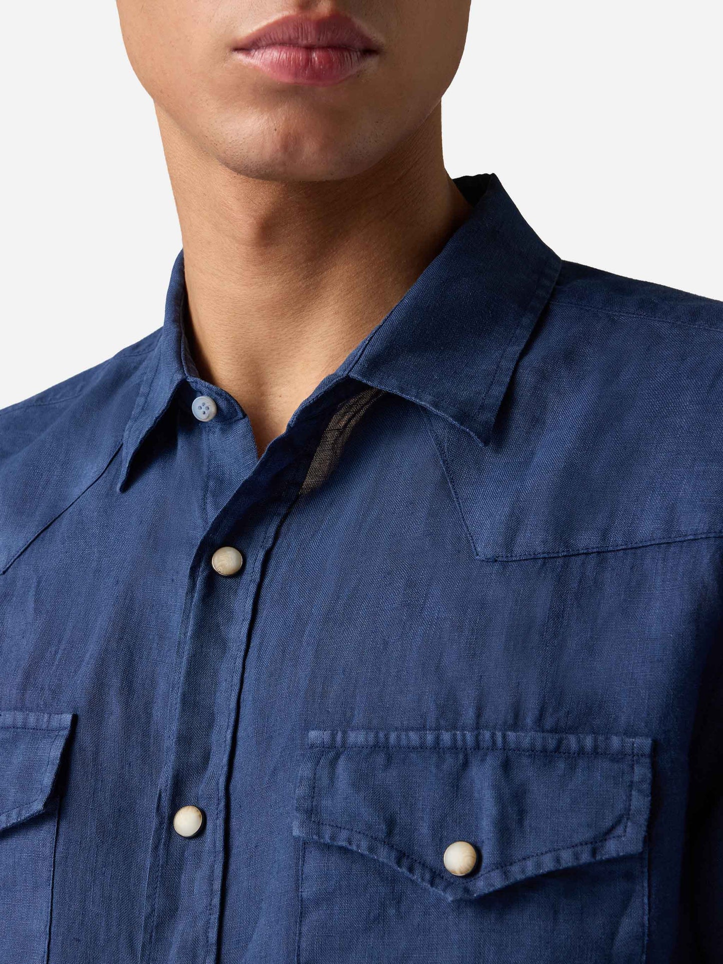 Dark denim linen shirt