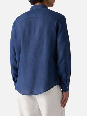 Dark denim linen shirt