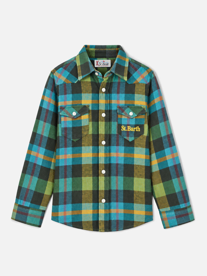 Chemise garçon à imprimé tartan 