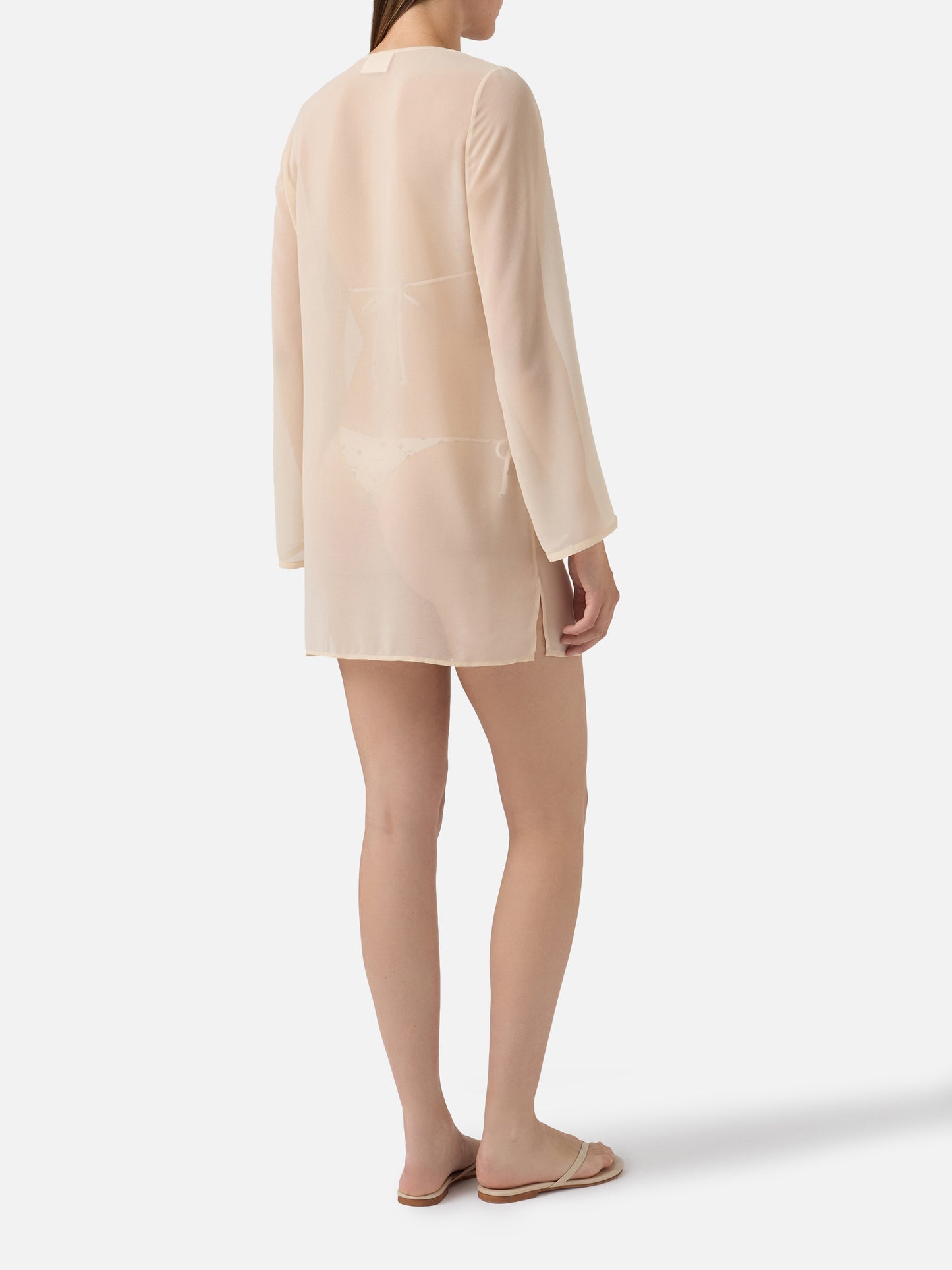 Short Gretah Plate dress in white with logo plaque