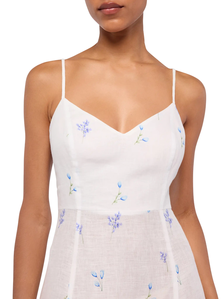 Guadalupe linen slip dresso with flower print - MC2 Saint Barth