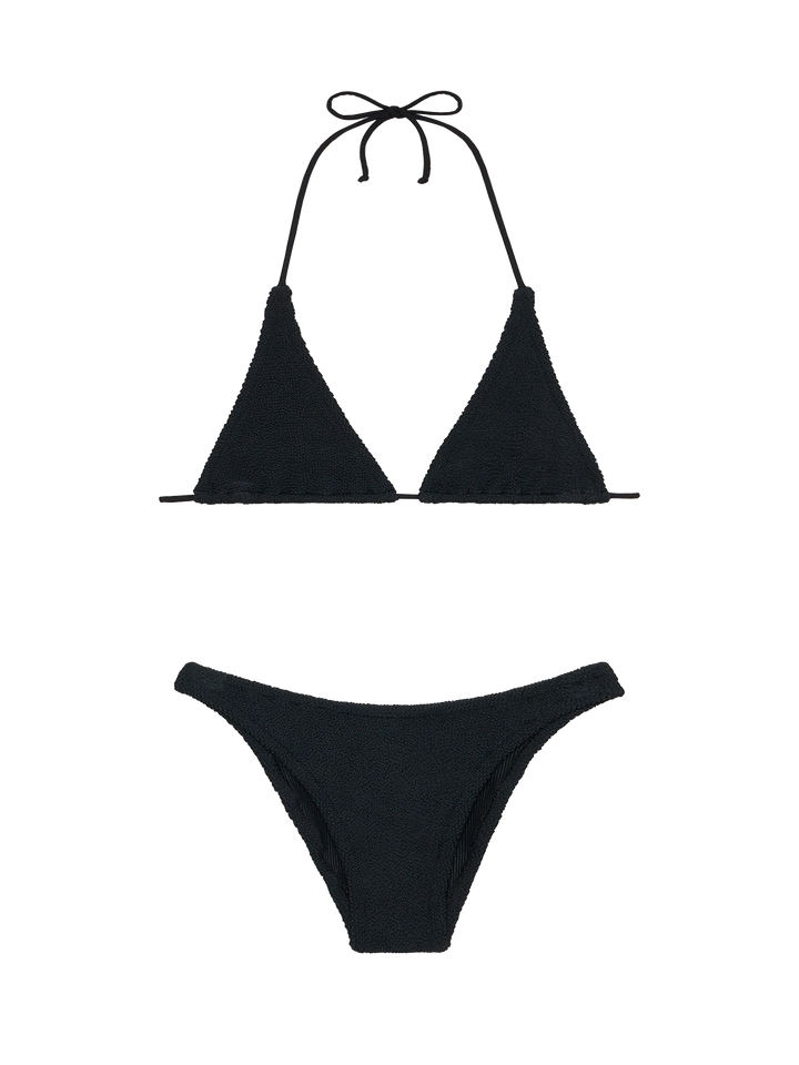 Woman black crinkle triangle bikini Guiana Elise - MC2 Saint Barth