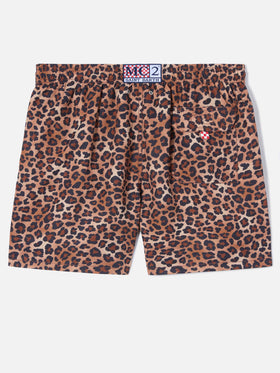 Gustavia swim shorts with leopard print