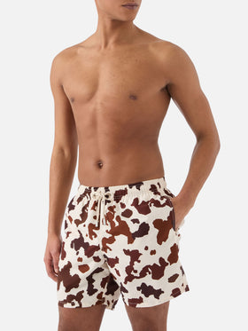 Gustavia swim shorts with cow print
