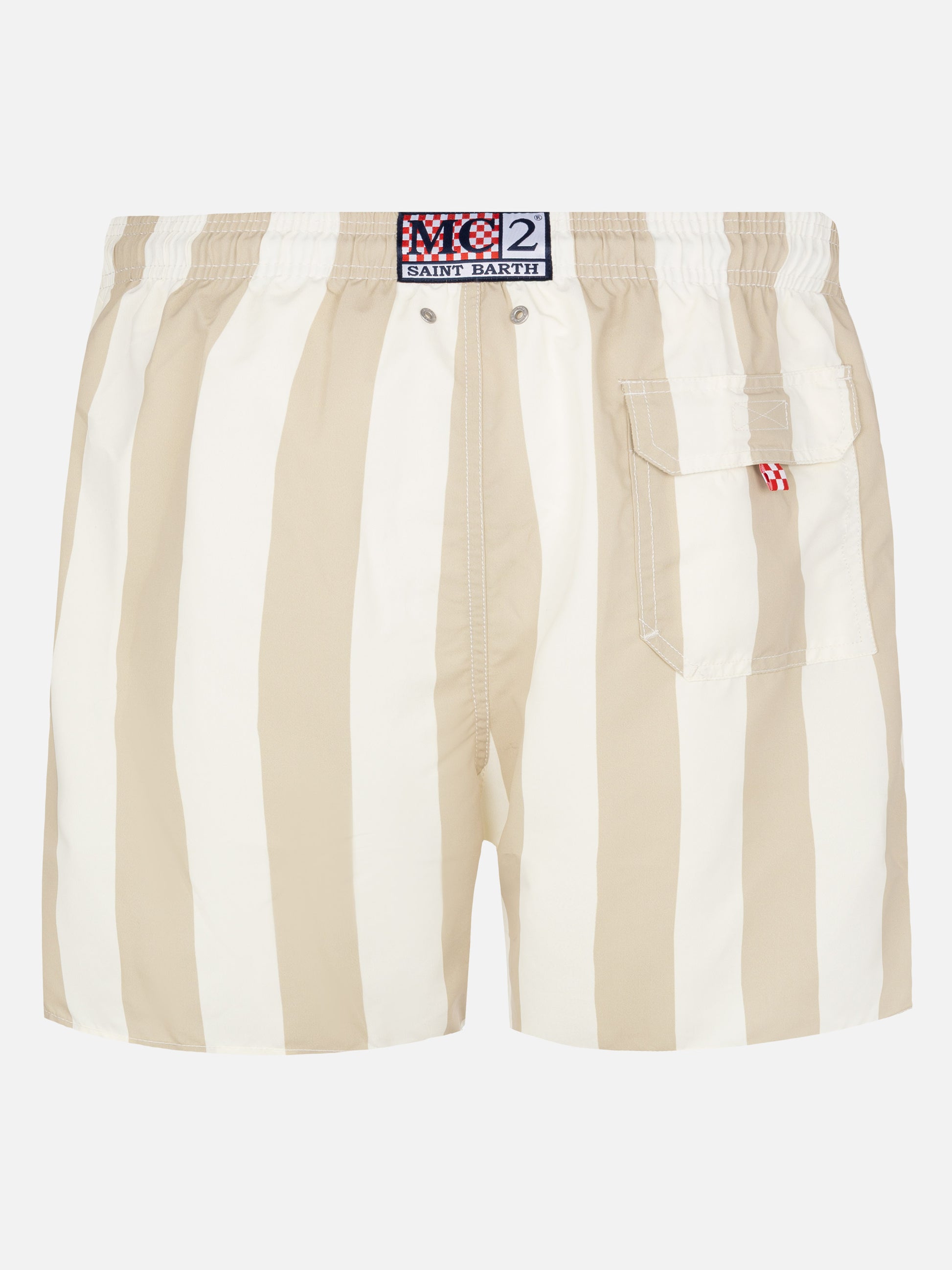 Mid-length striped Gustavia swim-shorts with St. Barth embroidery - MC2 Saint Barth