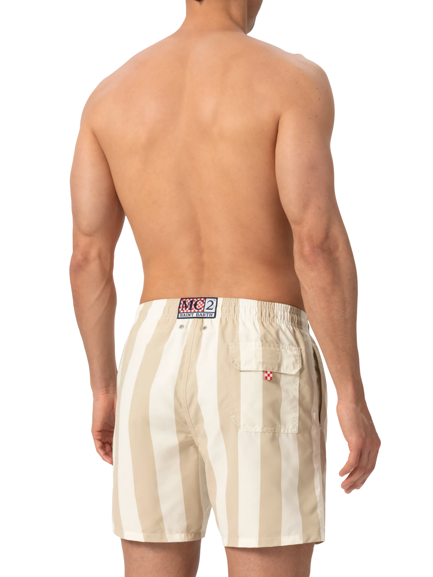 Mid-length striped Gustavia swim-shorts with St. Barth embroidery - MC2 Saint Barth