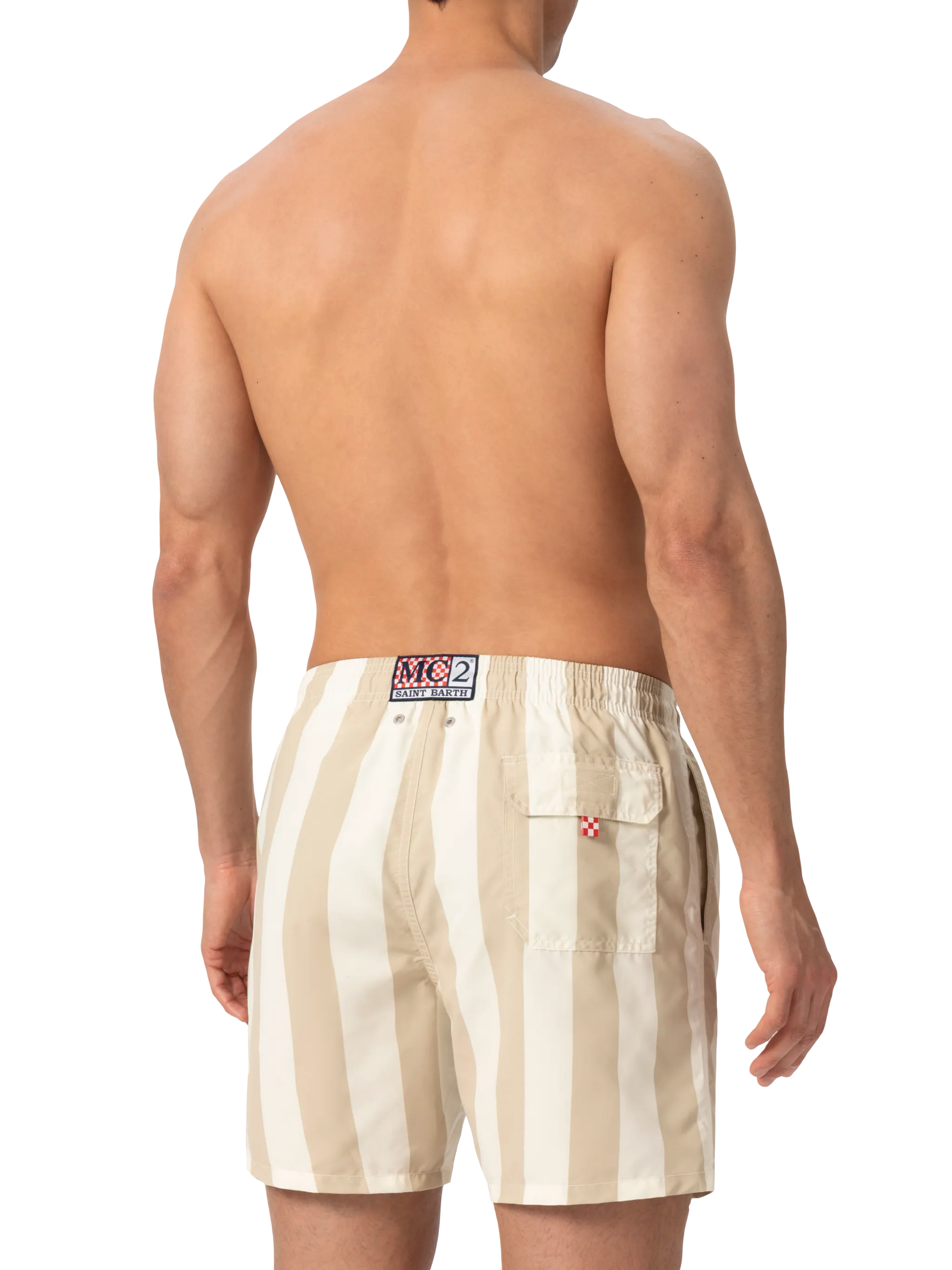 Mid-length striped Gustavia swim-shorts with St. Barth embroidery - MC2 Saint Barth