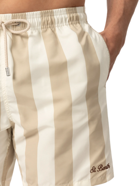 Mid-length striped Gustavia swim-shorts with St. Barth embroidery - MC2 Saint Barth