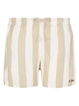 Mid-length striped Gustavia swim-shorts with St. Barth embroidery - MC2 Saint Barth