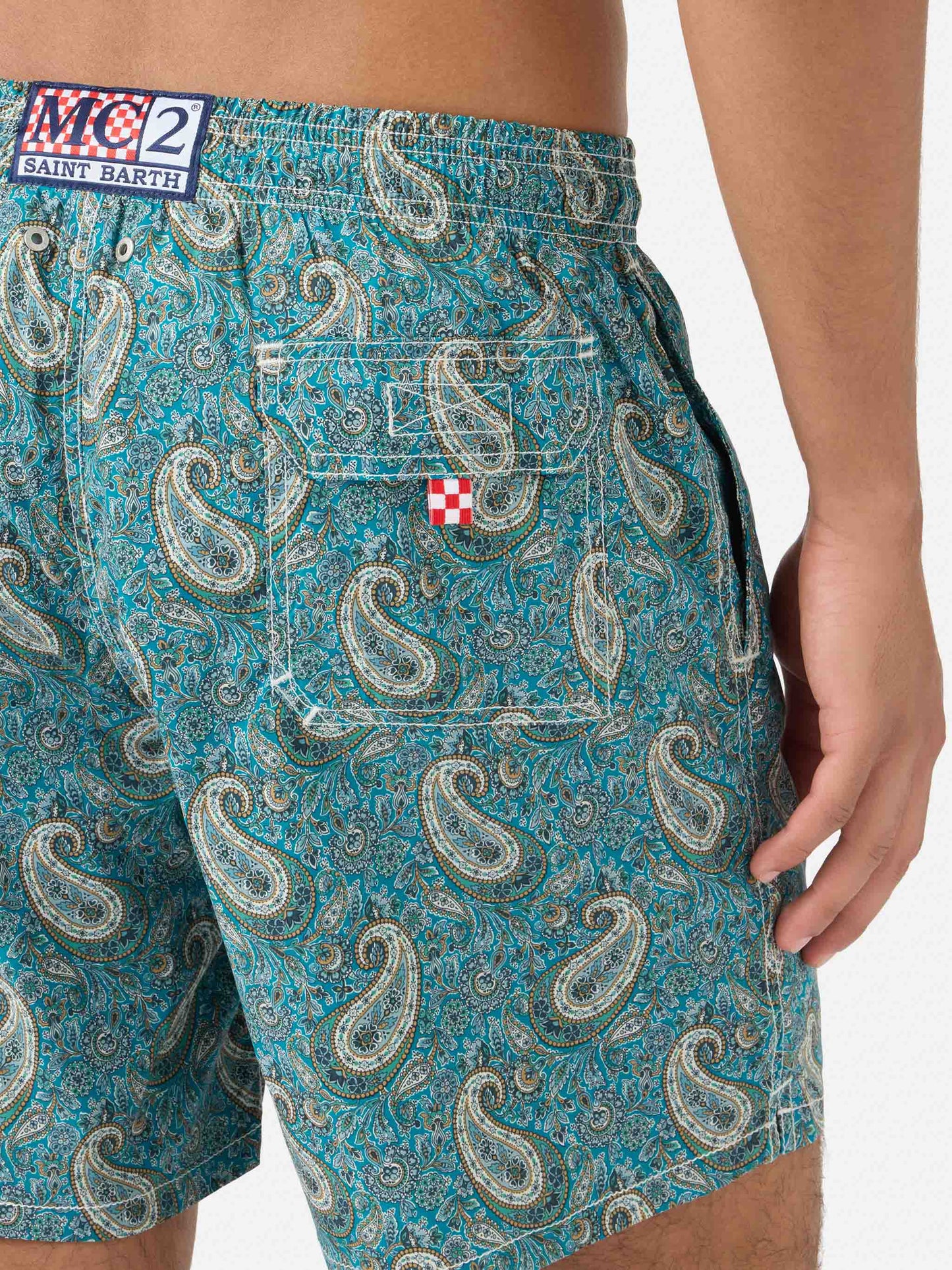 Gustavia Badeshorts mit Kaschmir-Print | Hergestellt aus Liberty Fabric 