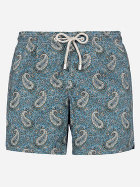 Man mid-length Gustavia swim-shorts with cashmere print