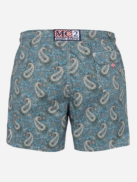 Man mid-length Gustavia swim-shorts with cashmere print