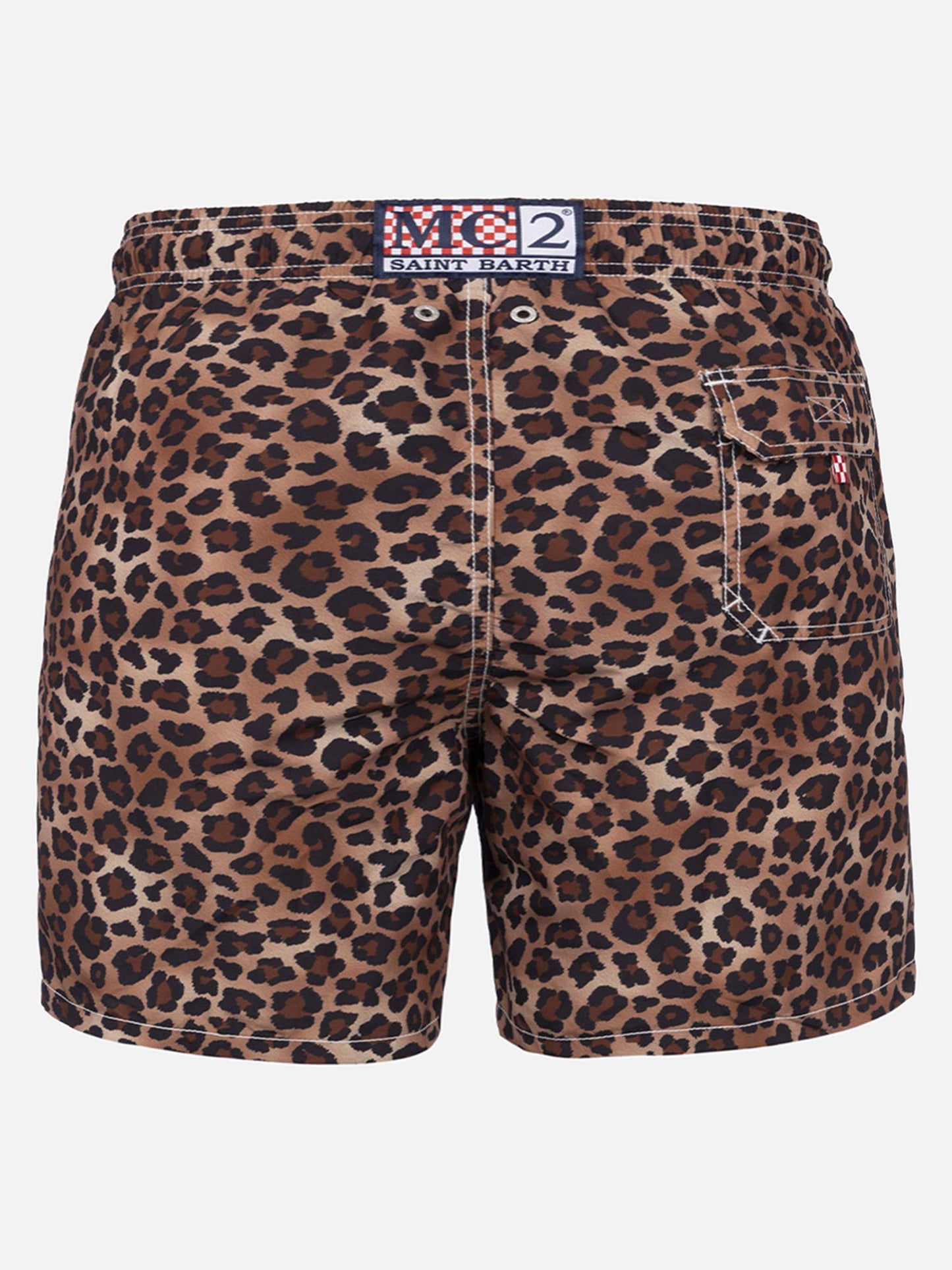 Man mid-length Gustavia swim-shorts with animalier print