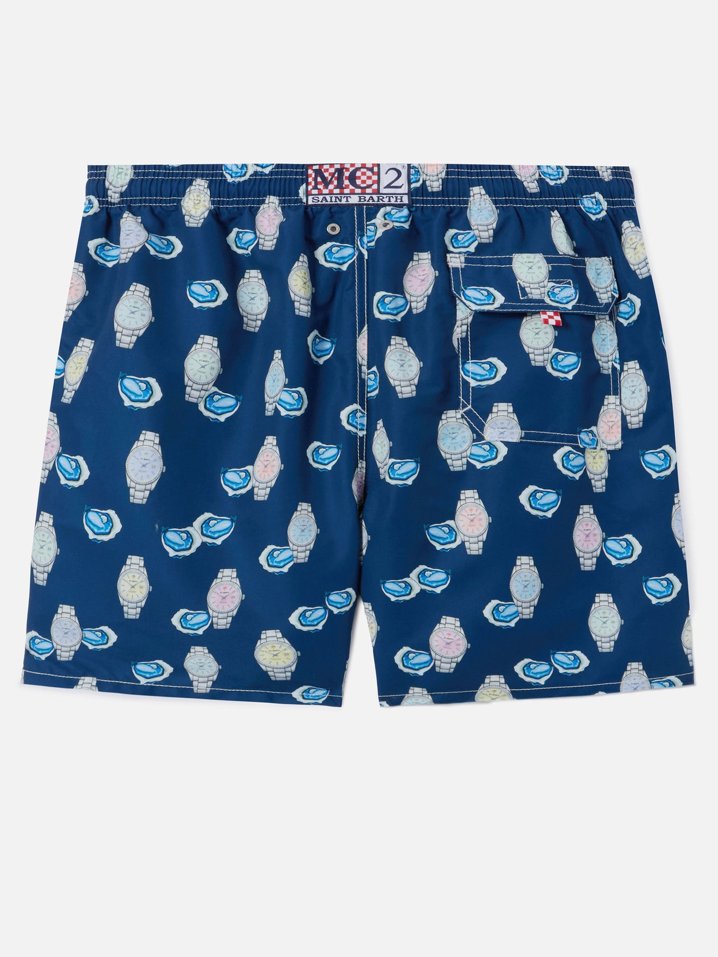 Short de bain Gustavia à imprimé huîtres et montres 