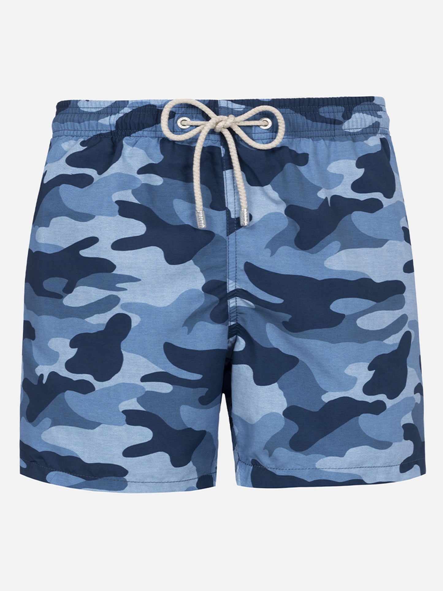 Mid-length  Gustavia swim-shorts with denim camouflage print